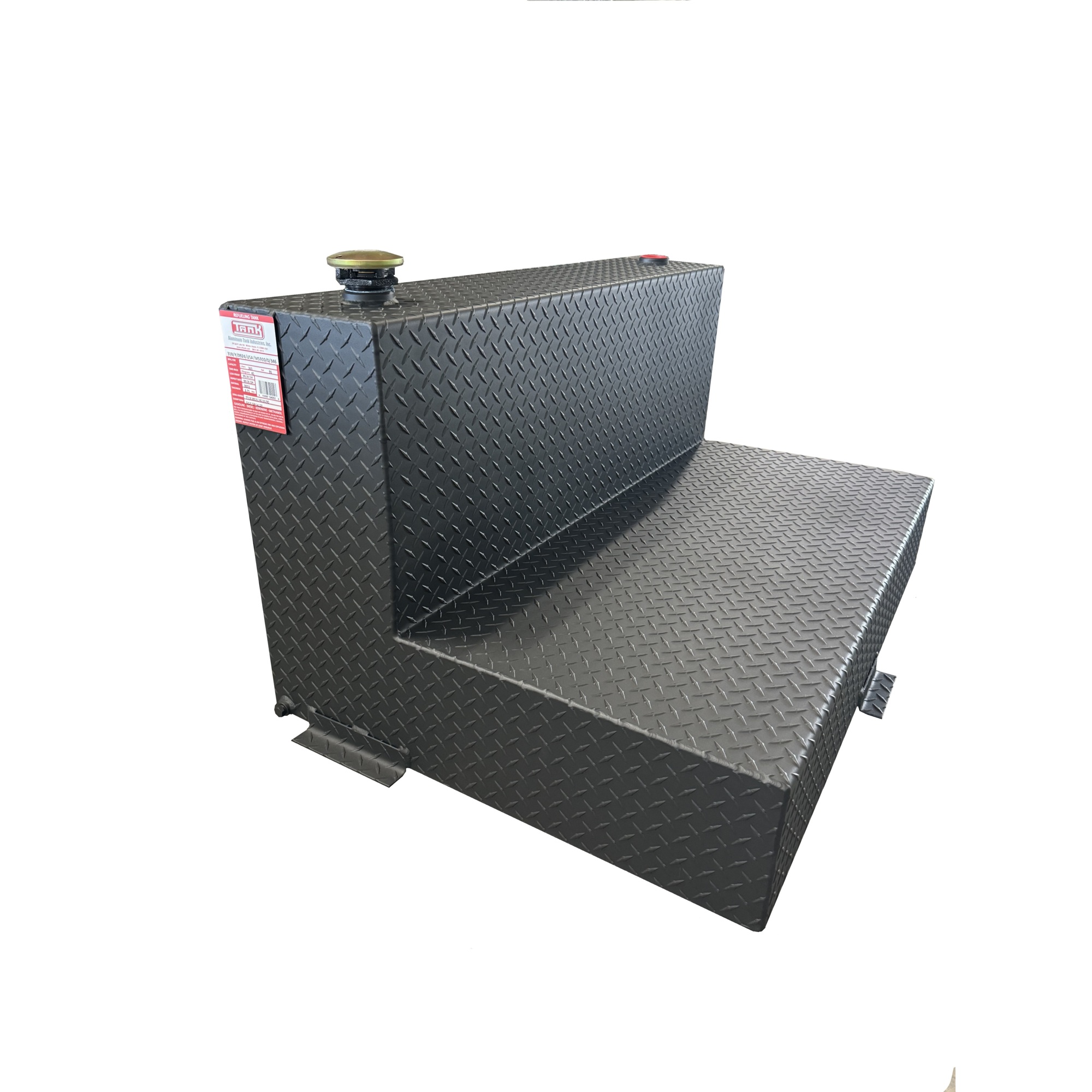 DOT L-Shaped Refueling Tank - 95 Gal., Black Diamond Plate Aluminum, Model# TTL95B